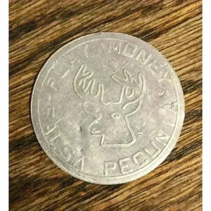 Vintage 1959 Uncle Sam Falsa Pecunia 50 Play Money Half Buck Trade Token Coin